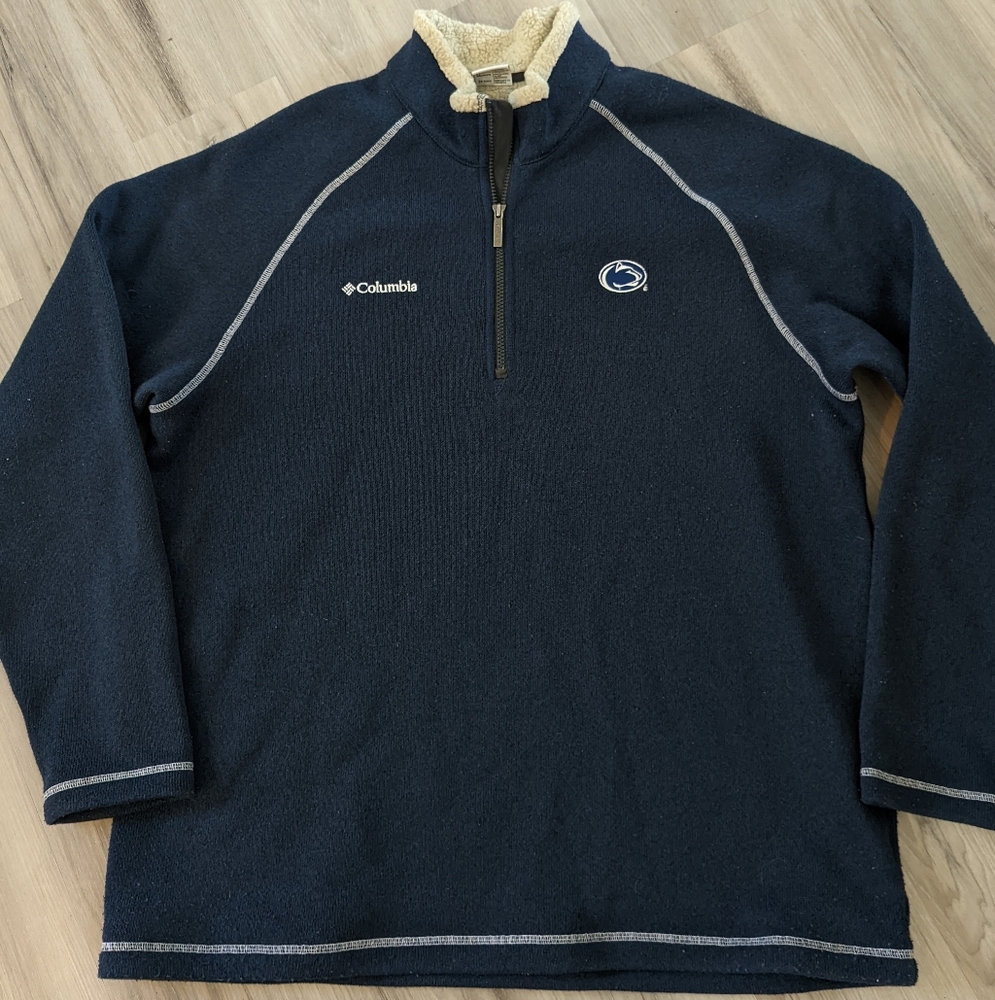 Columbia Penn State Nittany Lions NCAA 1/4 Zip Fleece Pullover Sweater Navy XXL
